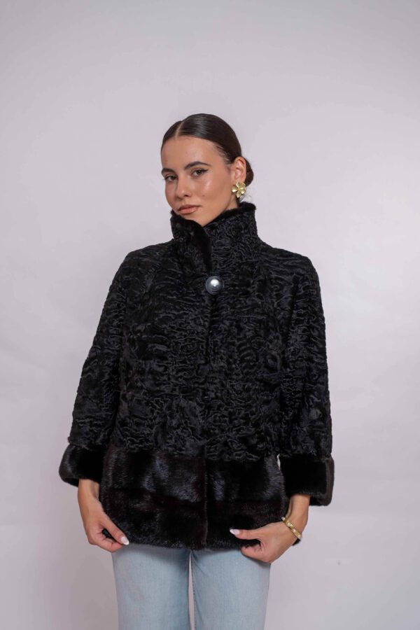 Real Black Swakara Fur Jacket – High-End Handmade Fashion
