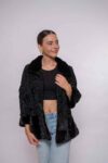 Real Black Swakara Fur Jacket – High-End Handmade Fashion