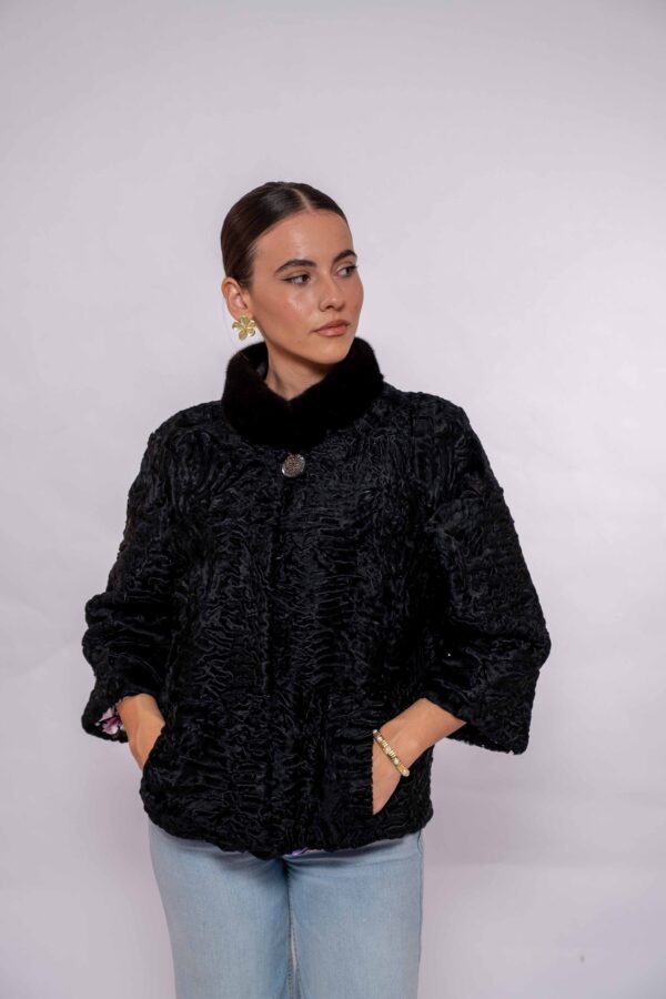 Luxury Black Swakara Fur Jacket– Genuine Handmade Craftsmanship