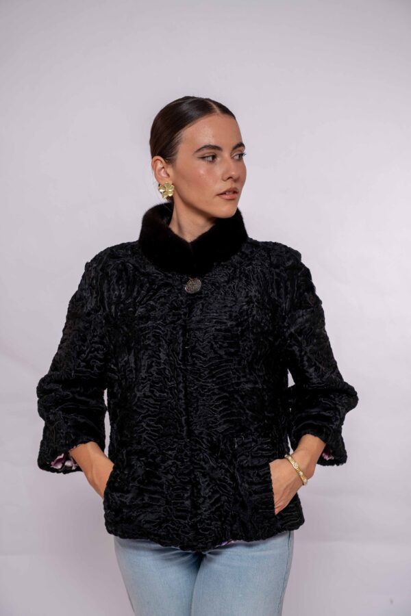 Luxury Black Swakara Fur Jacket– Genuine Handmade Craftsmanship
