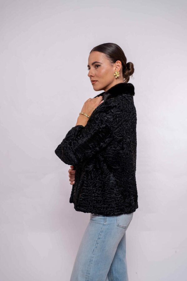 Luxury Black Swakara Fur Jacket– Genuine Handmade Craftsmanship