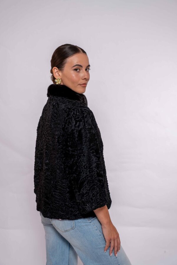 Luxury Black Swakara Fur Jacket– Genuine Handmade Craftsmanship