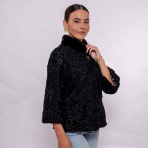 Luxury Black Swakara Fur Jacket– Genuine Handmade Craftsmanship