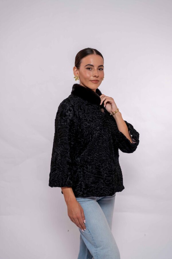 Luxury Black Swakara Fur Jacket– Genuine Handmade Craftsmanship