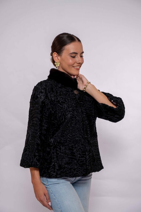 Luxury Black Swakara Fur Jacket– Genuine Handmade Craftsmanship