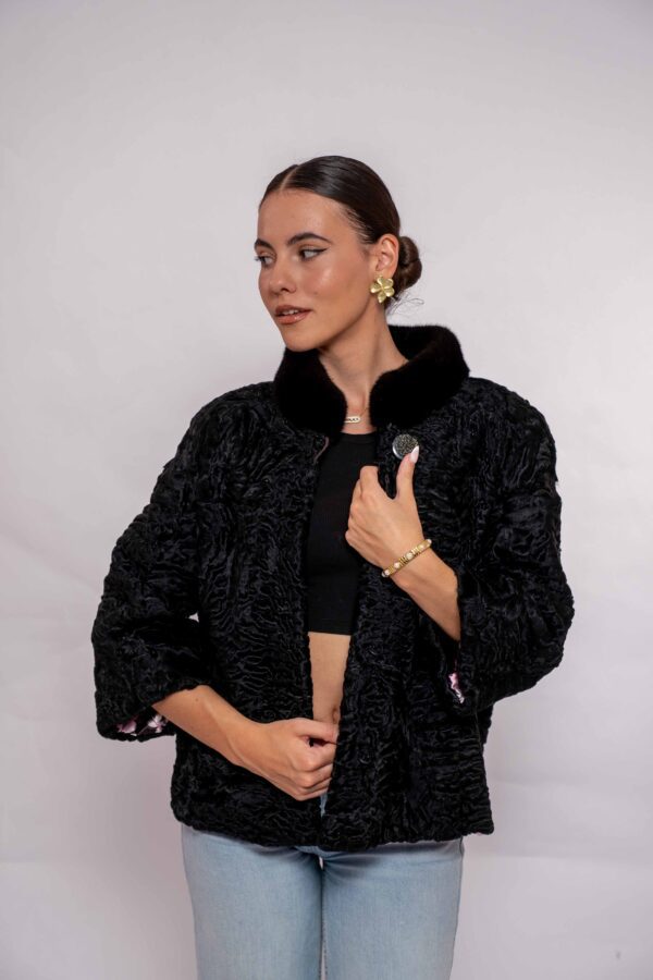 Luxury Black Swakara Fur Jacket– Genuine Handmade Craftsmanship