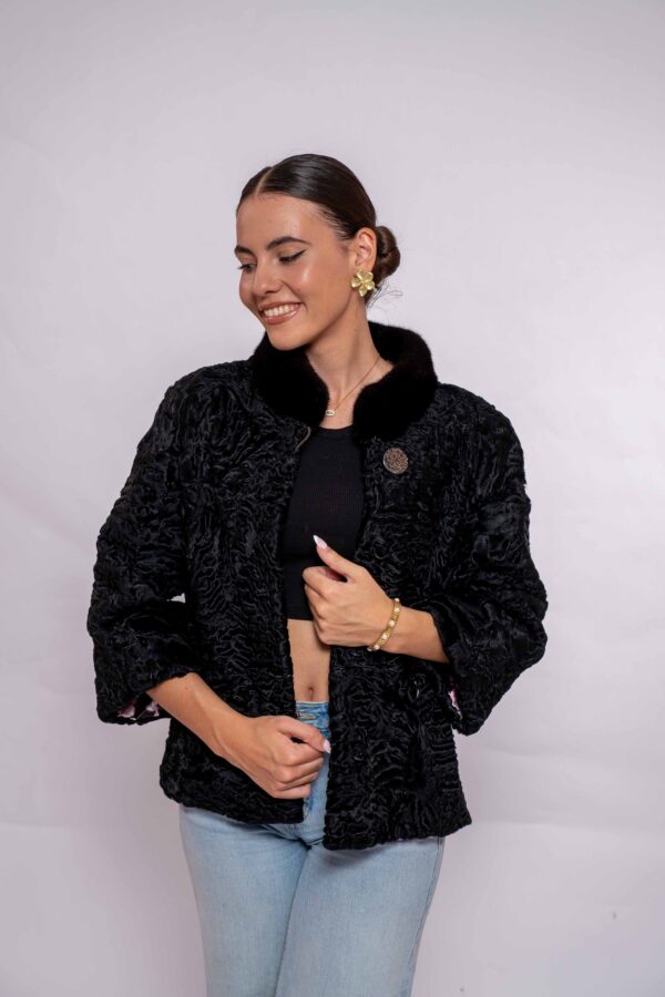 Luxury Black Swakara Fur Jacket– Genuine Handmade Craftsmanship