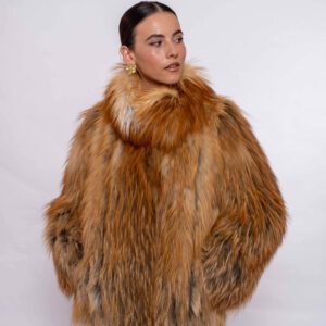 Luxury Women’s Red Fox Fur Jacket – Elegant Design