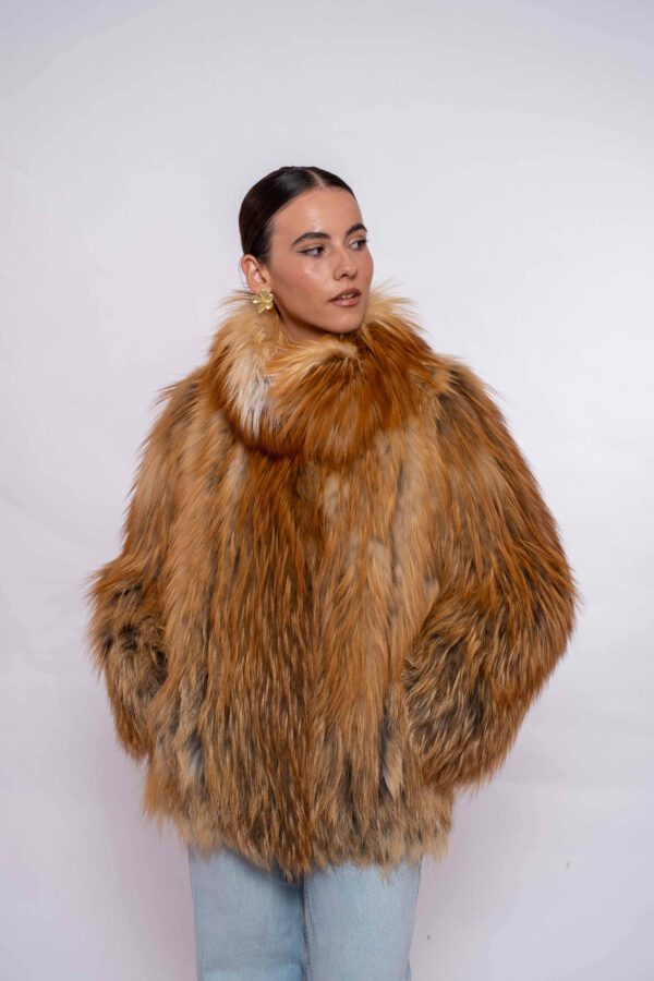 Luxury Women’s Red Fox Fur Jacket – Elegant Design