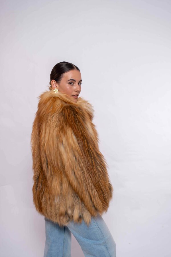 Luxury Women’s Red Fox Fur Jacket – Elegant Design