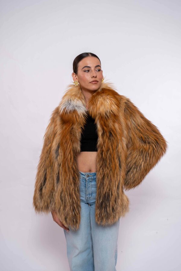 Luxury Women’s Red Fox Fur Jacket – Elegant Design