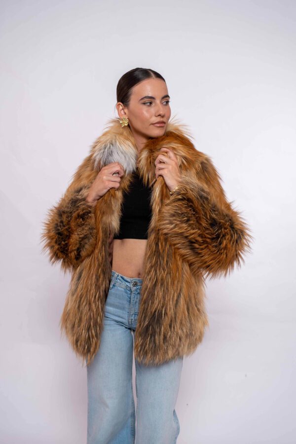 Luxury Women’s Red Fox Fur Jacket – Elegant Design