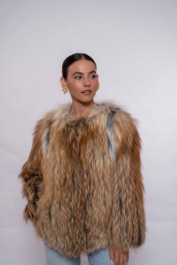 Elegant Red Fox Fur Jacket – Timeless Luxury Style