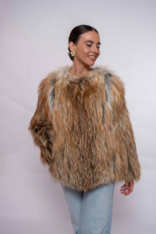 Elegant Red Fox Fur Jacket – Timeless Luxury Style