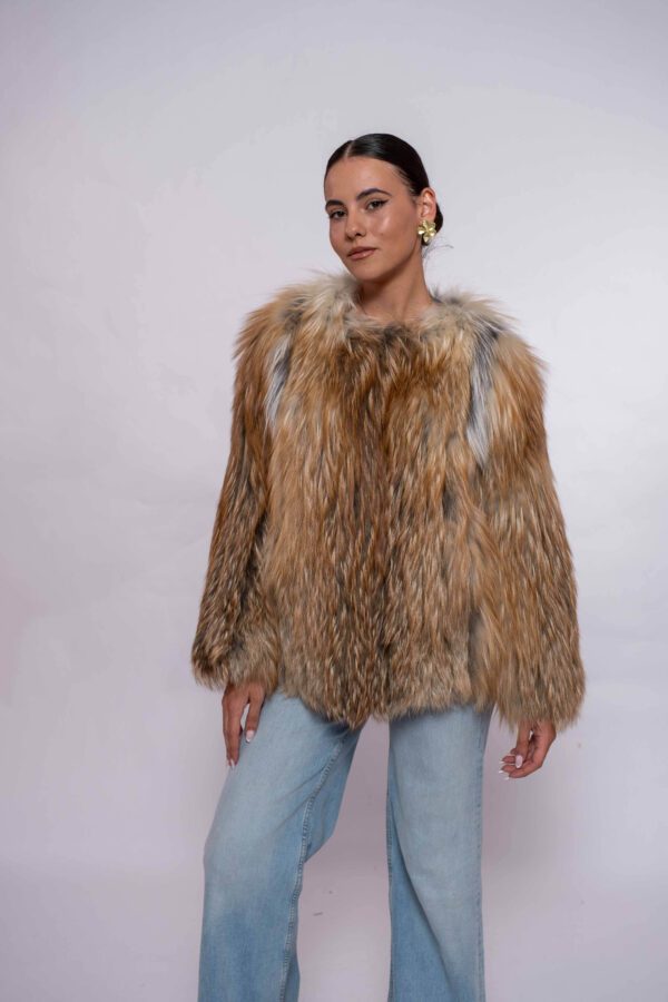 Elegant Red Fox Fur Jacket – Timeless Luxury Style