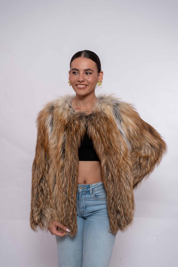 Elegant Red Fox Fur Jacket – Timeless Luxury Style