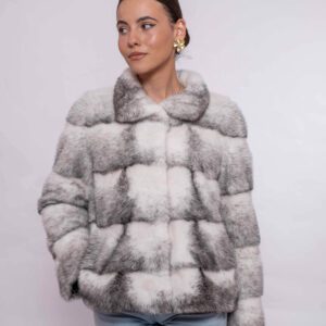 Classic Black Cross Mink Fur Jacket – Elegant & Warm