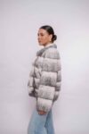 Classic Black Cross Mink Fur Jacket – Elegant & Warm