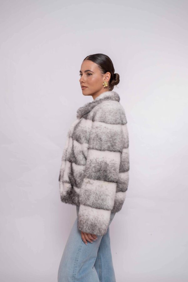 Classic Black Cross Mink Fur Jacket – Elegant & Warm