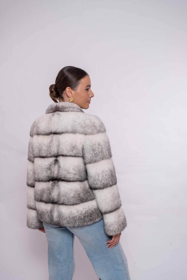 Classic Black Cross Mink Fur Jacket – Elegant & Warm