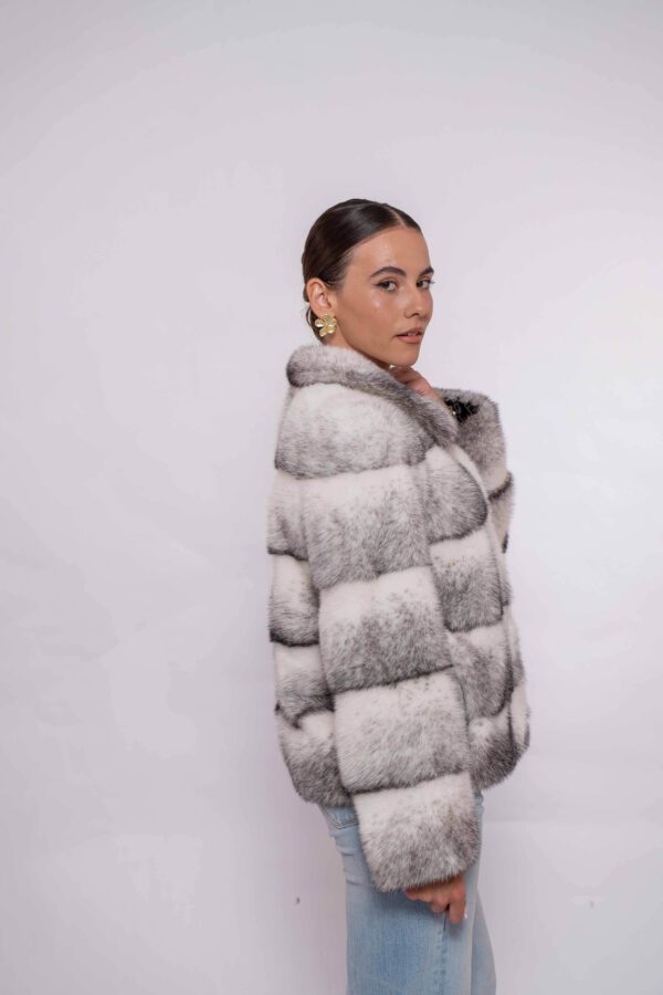 Classic Black Cross Mink Fur Jacket – Elegant & Warm