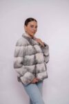 Classic Black Cross Mink Fur Jacket – Elegant & Warm