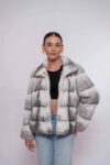 Classic Black Cross Mink Fur Jacket – Elegant & Warm