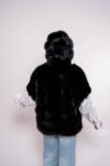 Luxury Black Martin Fur Vest with Hood- Premium Winter Outwear