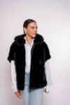 Luxury Black Martin Fur Vest with Hood- Premium Winter Outwear