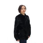 Classic Black Mink Fur Jacket With Zipper – Elegant & Warm
