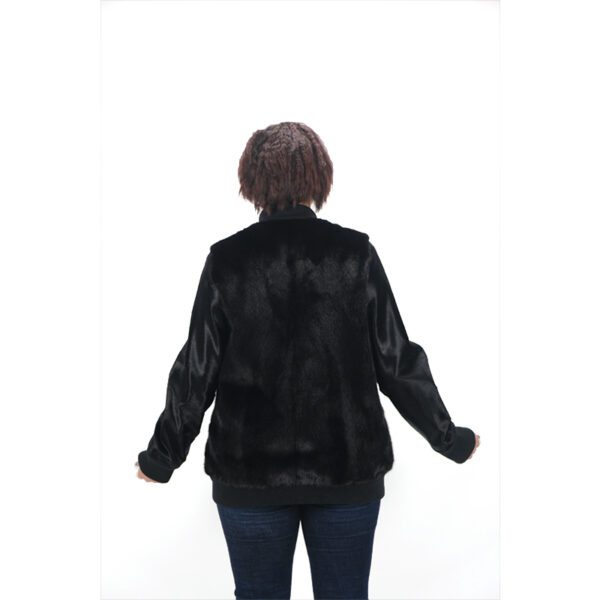 Classic Black Mink Fur Jacket With Zipper – Elegant & Warm