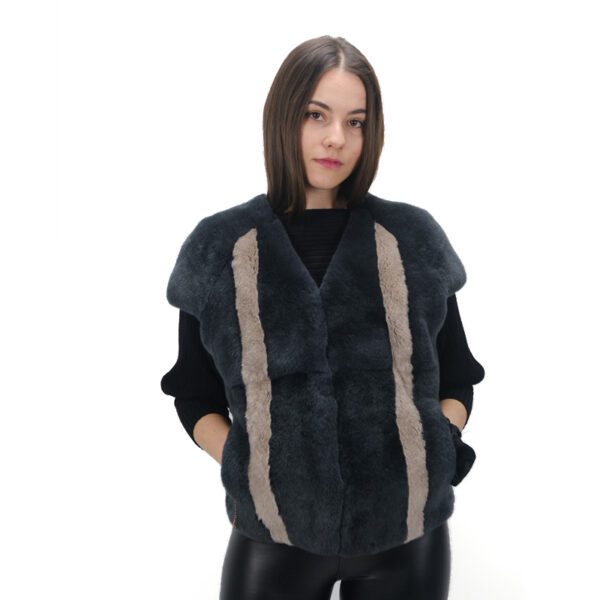 Luxury Gray Rubbit Fur Vest-Women’s Winter Fashion