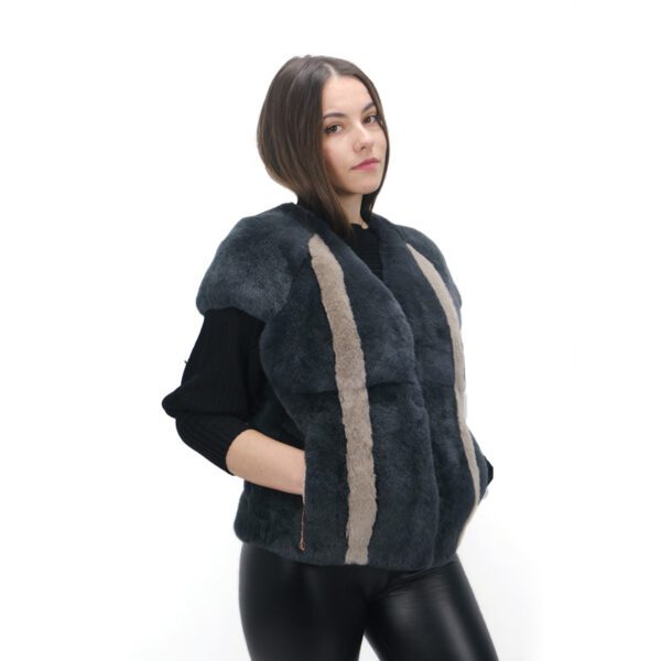 Luxury Gray Rubbit Fur Vest-Women’s Winter Fashion