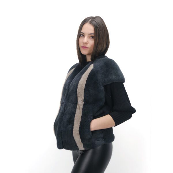 Luxury Gray Rubbit Fur Vest-Women’s Winter Fashion