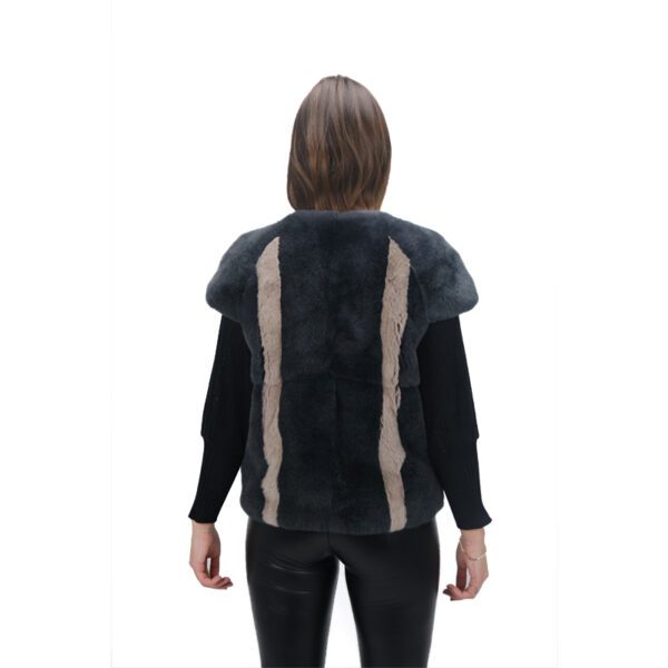 Luxury Gray Rubbit Fur Vest-Women’s Winter Fashion