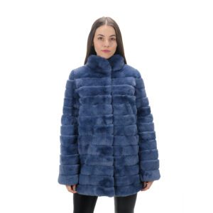 Luxury Blue Rubbit Fur Coat for Women – Premium Real Fur