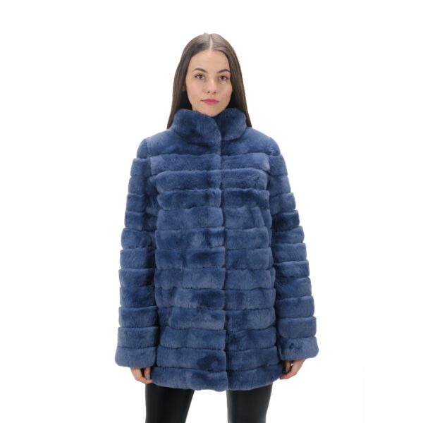 Luxury Blue Rubbit Fur Coat for Women – Premium Real Fur