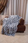 Luxury Leopard Print Rabbit Fur Blanket – Brawn & White Real Fur Throw Modern Home Gift