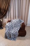 Luxury Leopard Print Rabbit Fur Blanket – Brawn & White Real Fur Throw Modern Home Gift