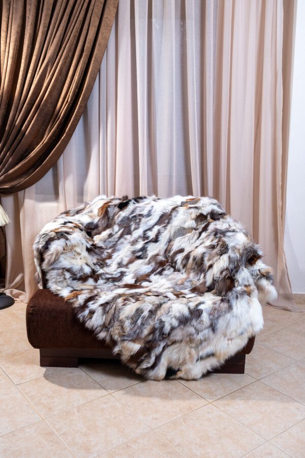 Luxury Colorful Fox Fur Blanket – Real Fur Home Throw Modern Cozy Gift