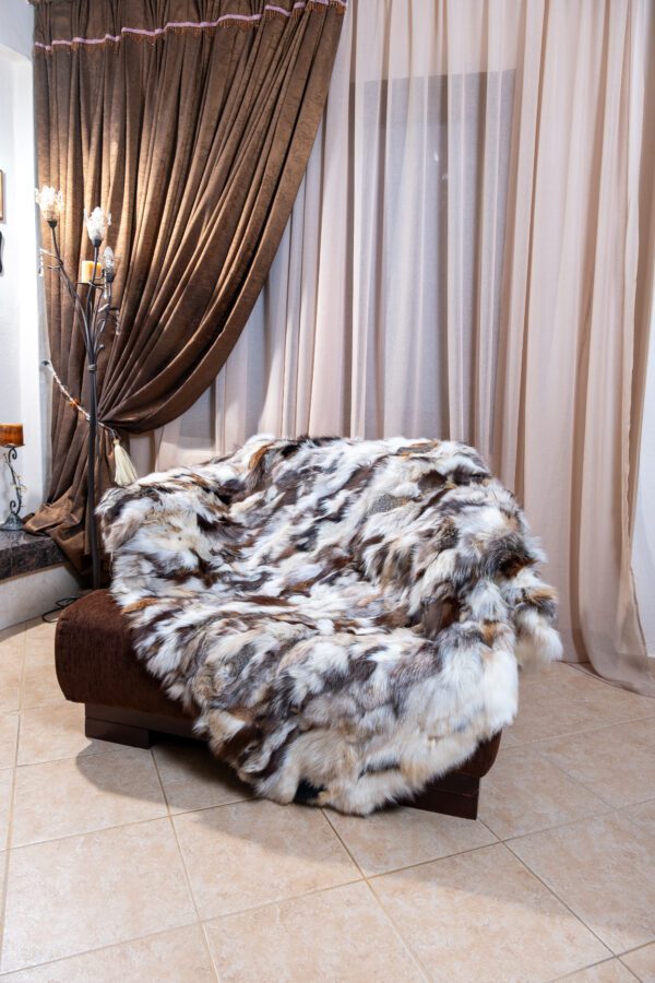 Luxury Colorful Fox Fur Blanket – Real Fur Home Throw Modern Cozy Gift