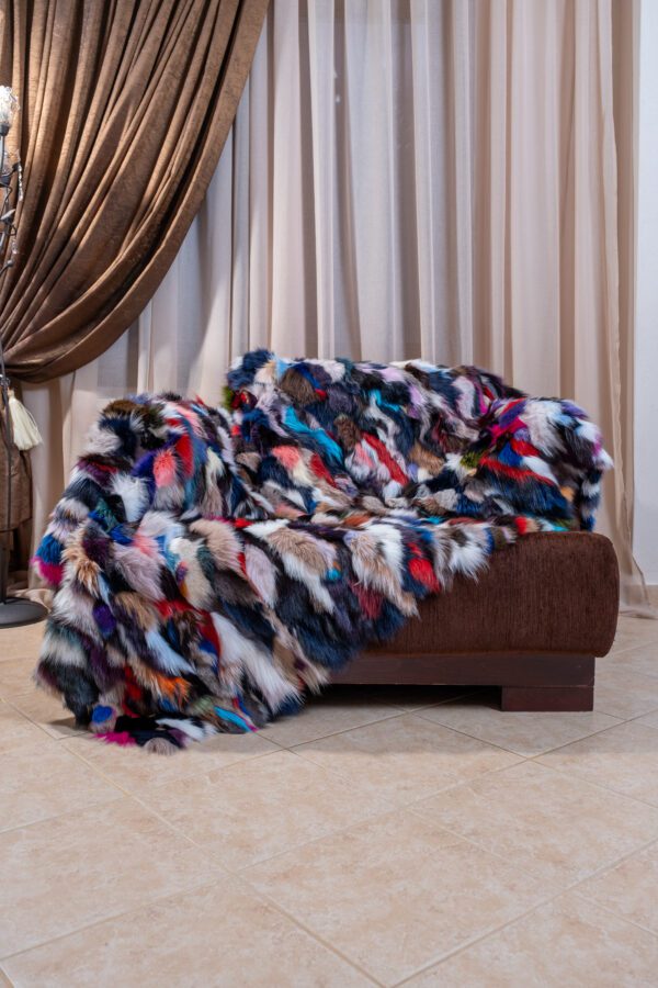 Luxury Colorful Fox Fur Blanket – Real Fur Home Throw Modern Cozy Gift