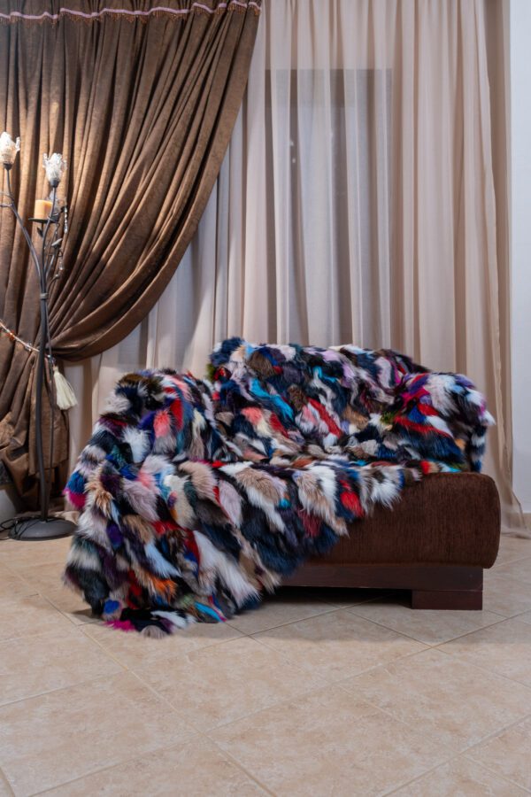 Luxury Colorful Fox Fur Blanket – Real Fur Home Throw Modern Cozy Gift