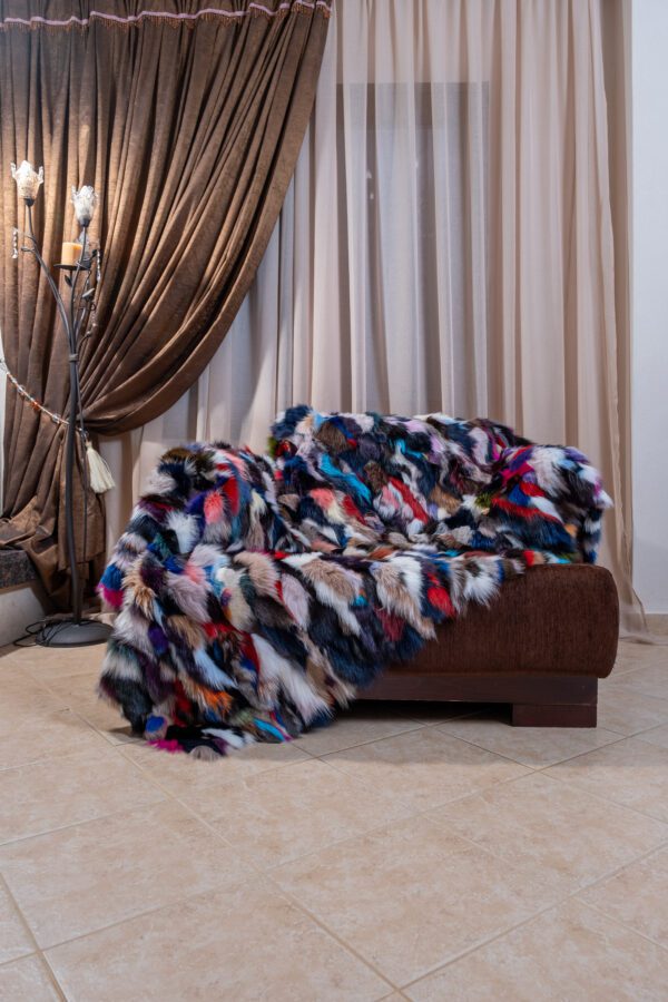 Luxury Colorful Fox Fur Blanket – Real Fur Home Throw Modern Cozy Gift