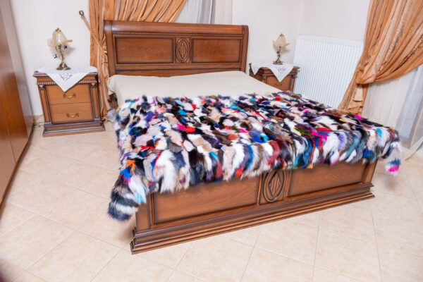 Luxury Colorful Fox Fur Blanket – Real Fur Home Throw Modern Cozy Gift