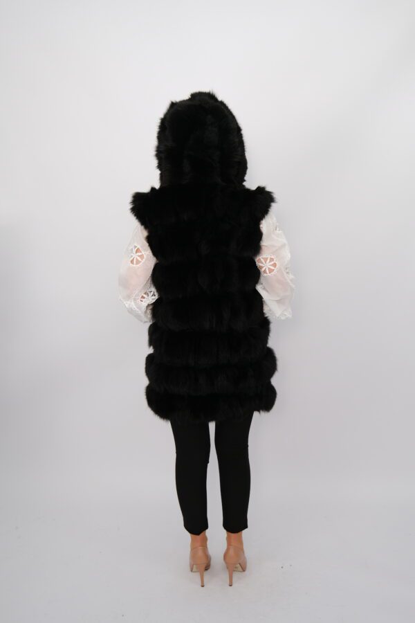 Premium Black Fox Fur Vest – Women’s Winter Fashion